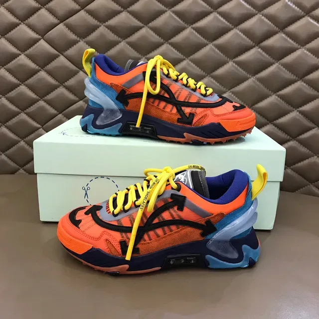 Off-White Zapatillas Chunky Runner Industrial Naranja Azul Suela Multicapas 7