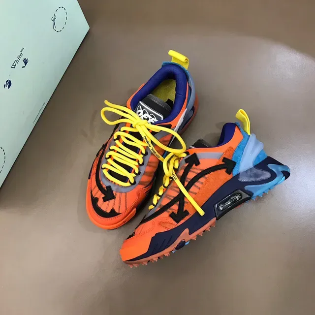 Off-White Zapatillas Chunky Runner Industrial Naranja Azul Suela Multicapas 8