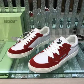 Off-White Red Low-Top Suede-and-Leather Panelled Lifestyle Sneakers
