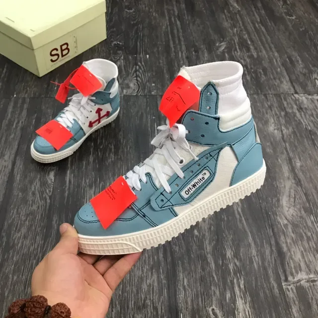 Off-White The Ten 浅蓝色和白色高帮生活方式运动鞋 4