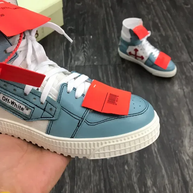 Off-White The Ten 浅蓝色和白色高帮生活方式运动鞋 6