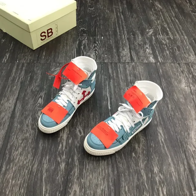 Off-White The Ten 浅蓝色和白色高帮生活方式运动鞋 7