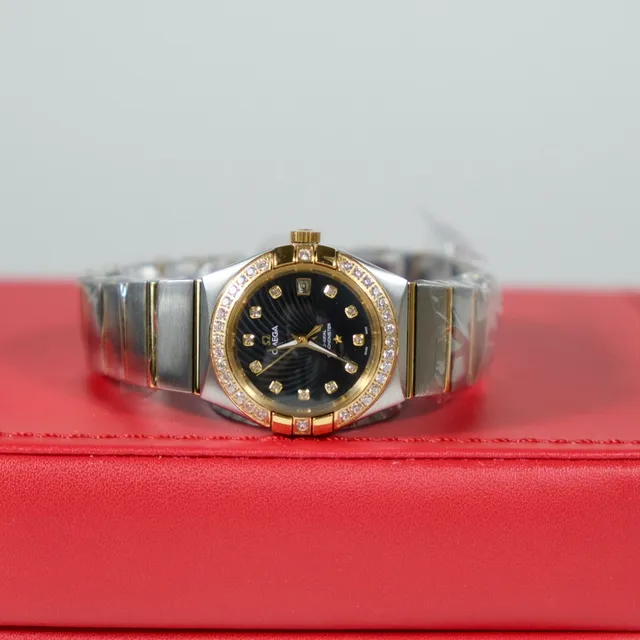 Omega Constellation Diamond-Bezel Black Dial Mechanical Watch 4