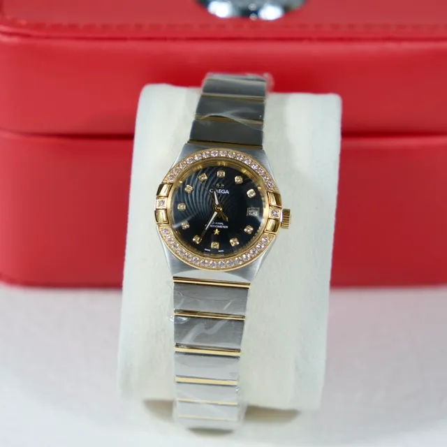 Omega Constellation Diamond-Bezel Black Dial Mechanical Watch 5