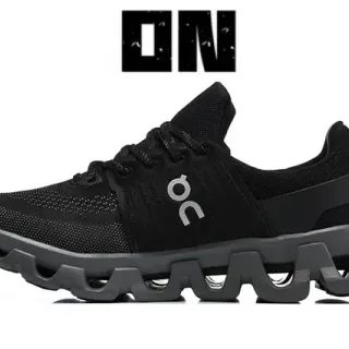 On Black Gray Engineered Mesh Upper Segmented CloudTec Midsole Lifestyle Sneakers