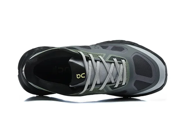 On Cloudmonster Dark Gray Olive Green Running Shoes 3
