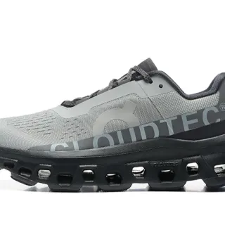 On Cloudmonster Gray Black Running Shoes