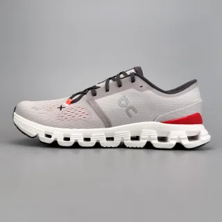 On Gray Red Engineered Knit Upper Open-Cell CloudTec Midsole Running Shoes