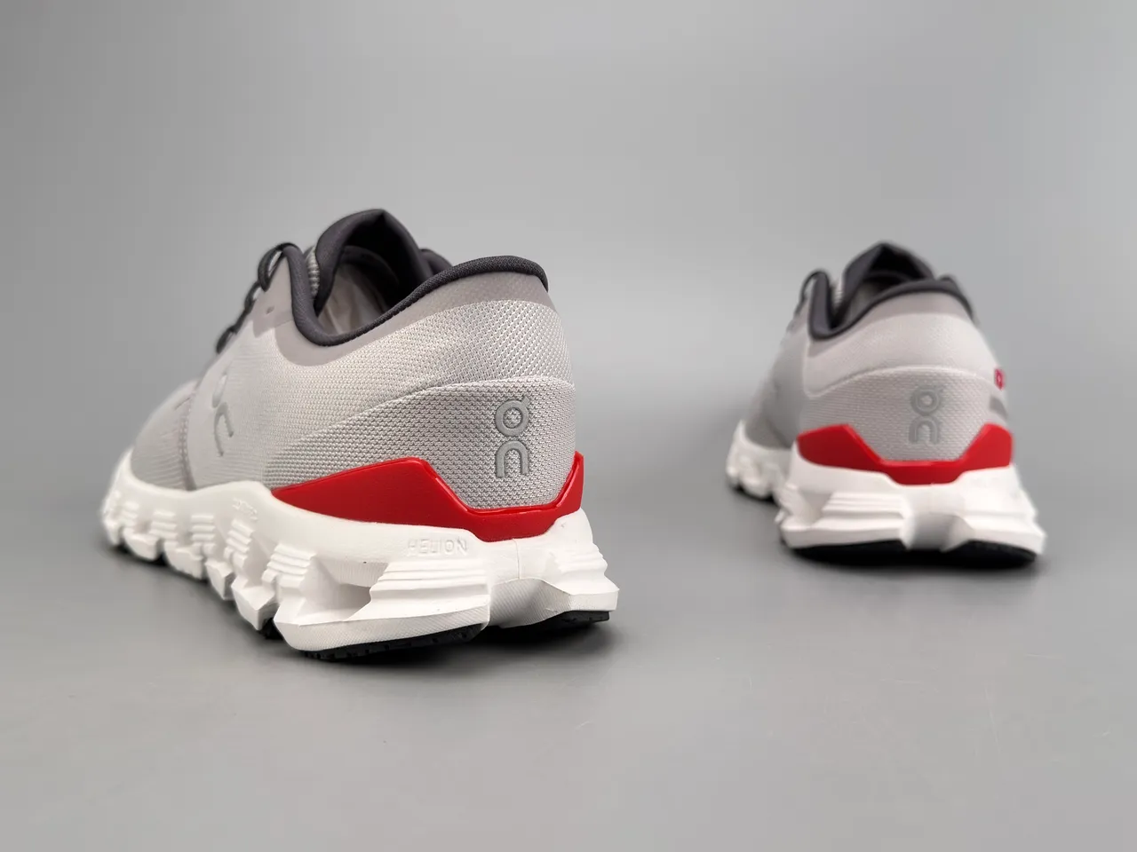 On Gray Red Engineered Knit Upper Open-Cell CloudTec Midsole Running Shoes 6