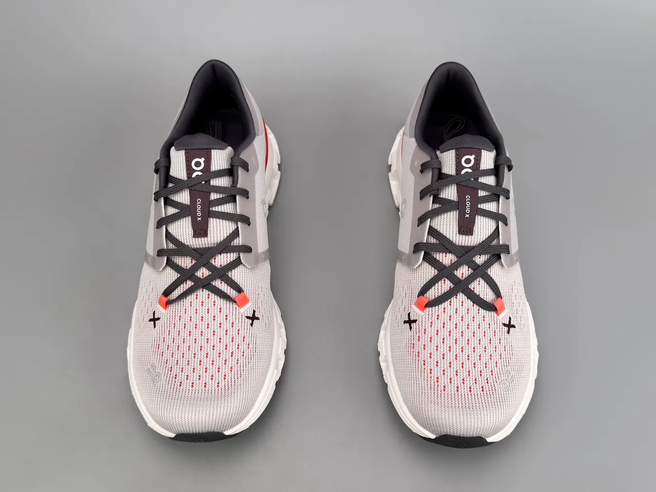 On Gray Red Engineered Knit Upper Open-Cell CloudTec Midsole Running Shoes 9