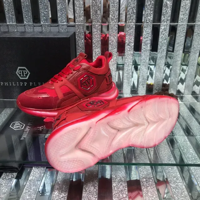 Philipp Plein Big Bang Red Monochromatic Mixed-Material Upper Chunky Sneakers 2