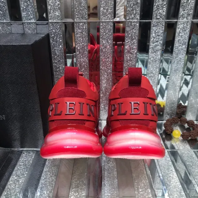 Philipp Plein Big Bang Red Monochromatic Mixed-Material Upper Chunky Sneakers 3