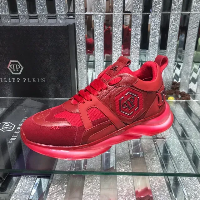 Philipp Plein Big Bang Red Monochromatic Mixed-Material Upper Chunky Sneakers 4