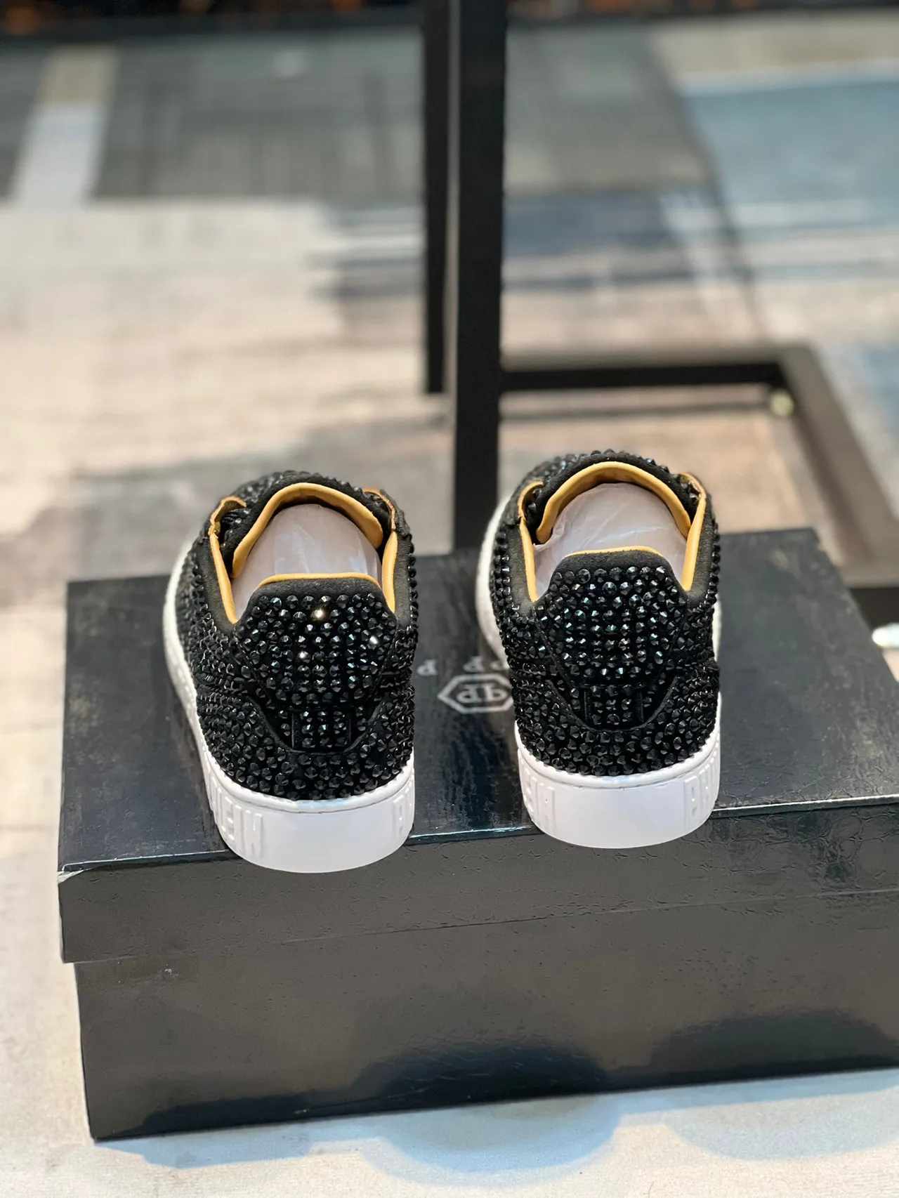 Philipp Plein Black Beige Crystal-Embellished Low-Top Lifestyle Sneakers 2