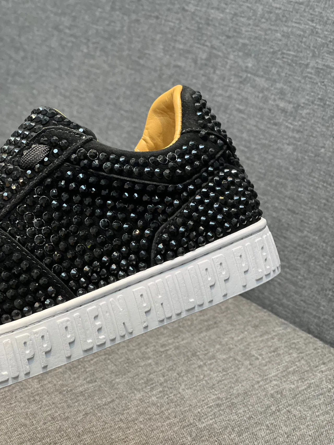 Philipp Plein Black Beige Crystal-Embellished Low-Top Lifestyle Sneakers 8
