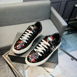 Philipp Plein Black Red Glossy Patent-Like Upper Iridescent Gradient Lifestyle Sneakers