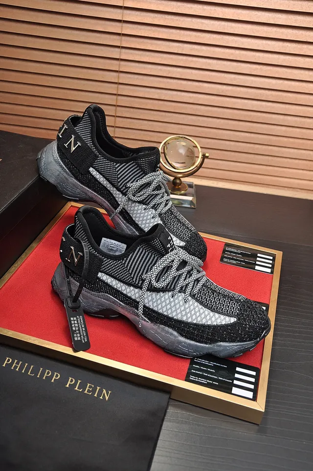 Philipp Plein Black Silver Knit Upper Chunky Sculpted Sole Lifestyle Sneakers 5