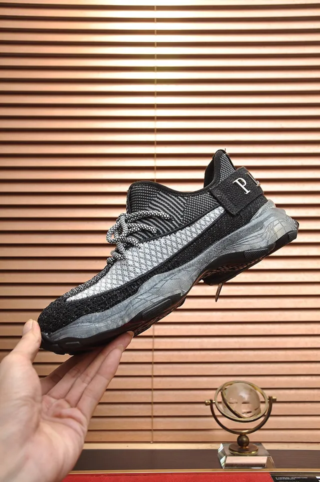 Philipp Plein Black Silver Knit Upper Chunky Sculpted Sole Lifestyle Sneakers 6
