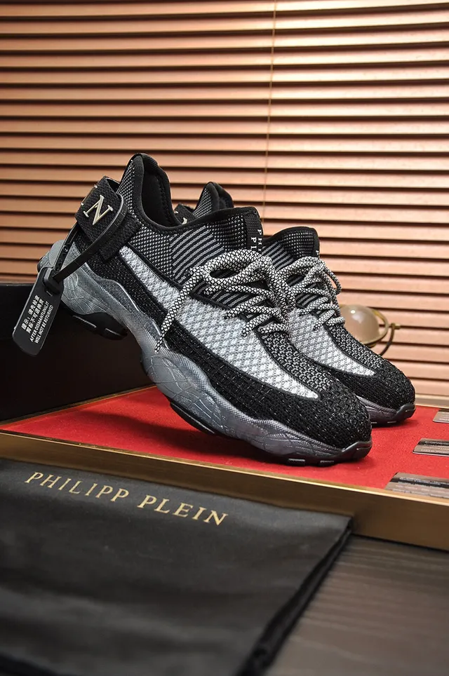 Philipp Plein Black Silver Knit Upper Chunky Sculpted Sole Lifestyle Sneakers 8