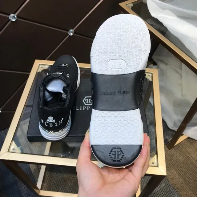 Philipp Plein Preto Branco Couro Sintético Sola Grossa Sneakers Lifestyle 4
