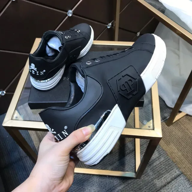 Philipp Plein Preto Branco Couro Sintético Sola Grossa Sneakers Lifestyle 5