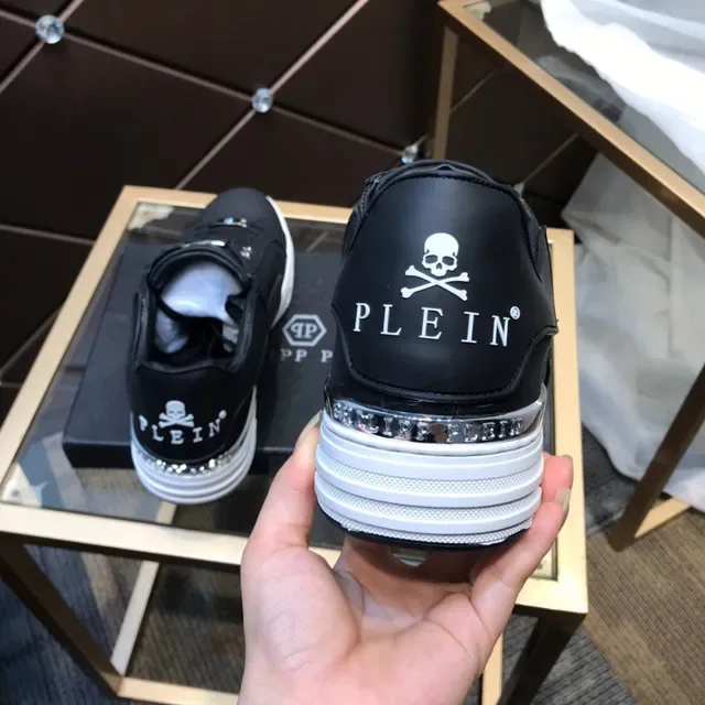 Philipp Plein Preto Branco Couro Sintético Sola Grossa Sneakers Lifestyle 6