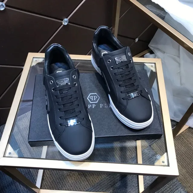 Philipp Plein Preto Branco Couro Sintético Sola Grossa Sneakers Lifestyle 7
