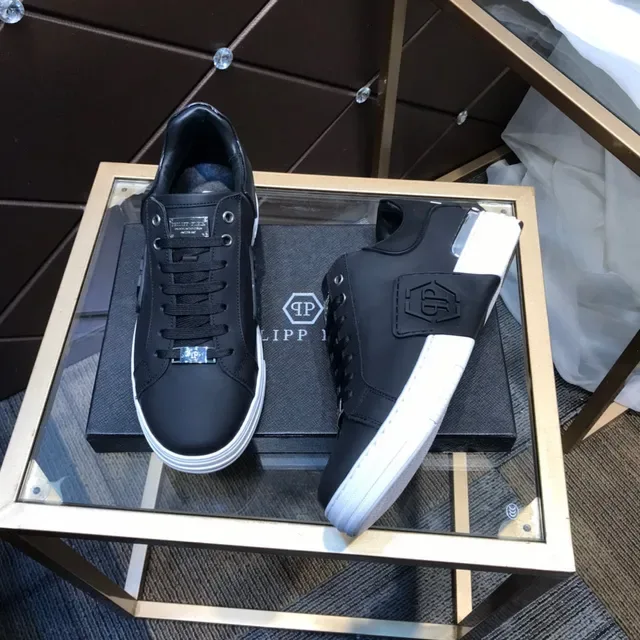 Philipp Plein Preto Branco Couro Sintético Sola Grossa Sneakers Lifestyle 8