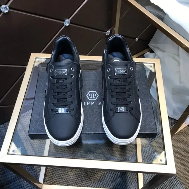 Philipp Plein Preto Branco Couro Sintético Sola Grossa Sneakers Lifestyle 9