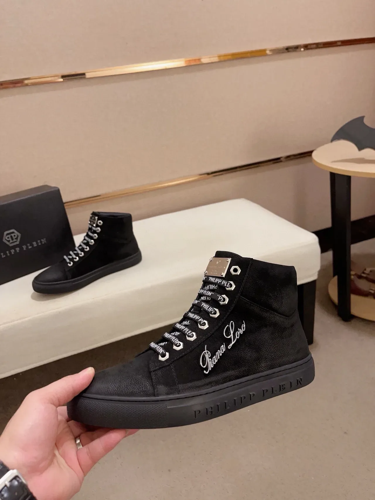 Philipp Plein Tênis Lifestyle Preto Bordados com Selo de Marca Alto 4