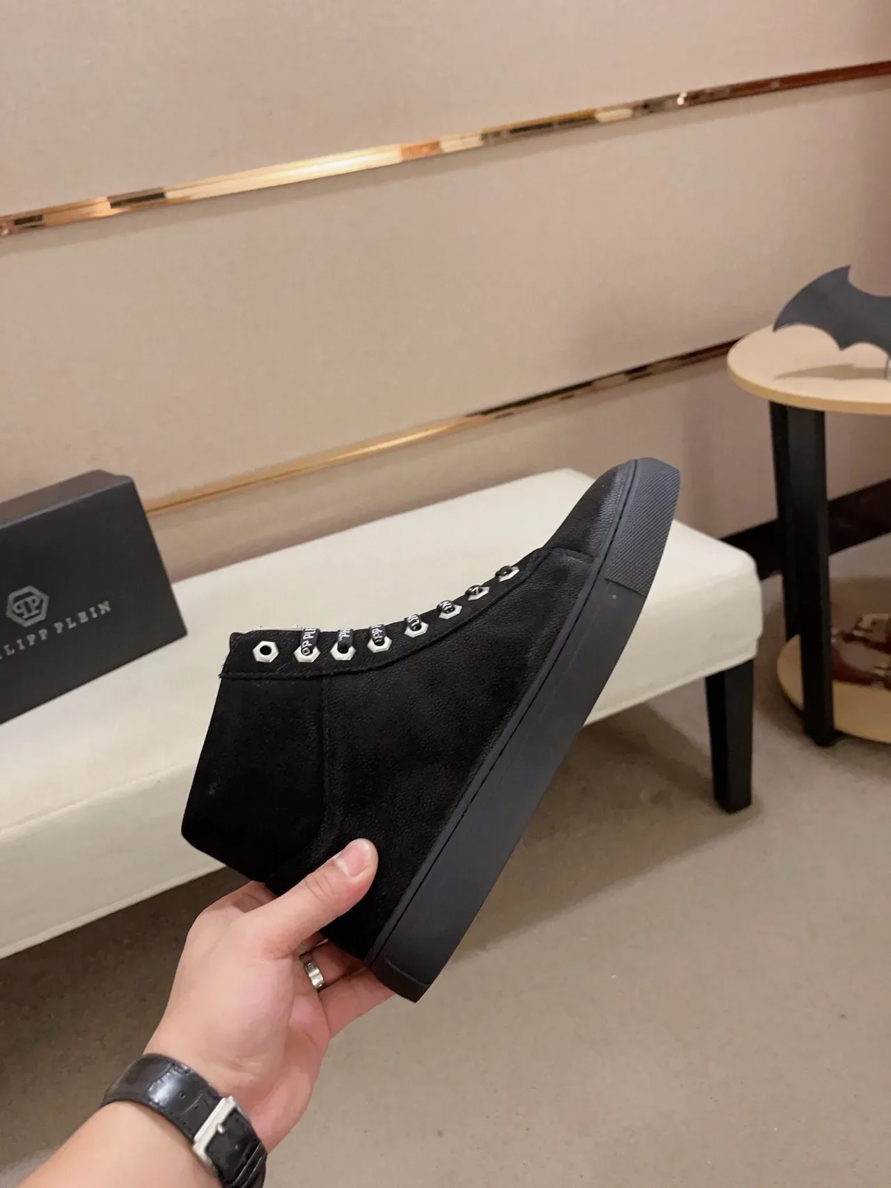 Philipp Plein Tênis Lifestyle Preto Bordados com Selo de Marca Alto 6