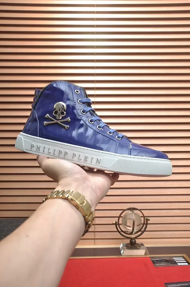 Philipp Plein हाई टॉप चमकदार नीली लाइफस्टाइल स्नीकर 2