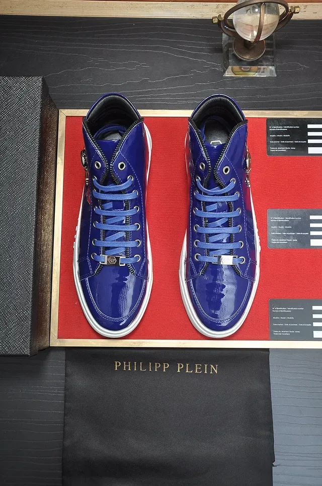 Philipp Plein हाई टॉप चमकदार नीली लाइफस्टाइल स्नीकर 3