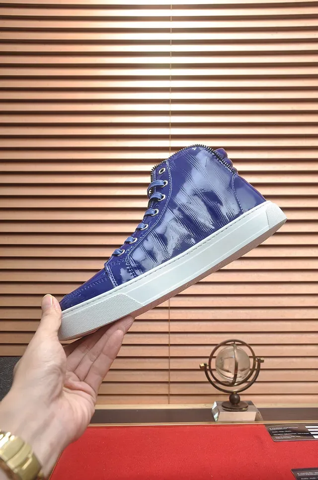Philipp Plein हाई टॉप चमकदार नीली लाइफस्टाइल स्नीकर 6