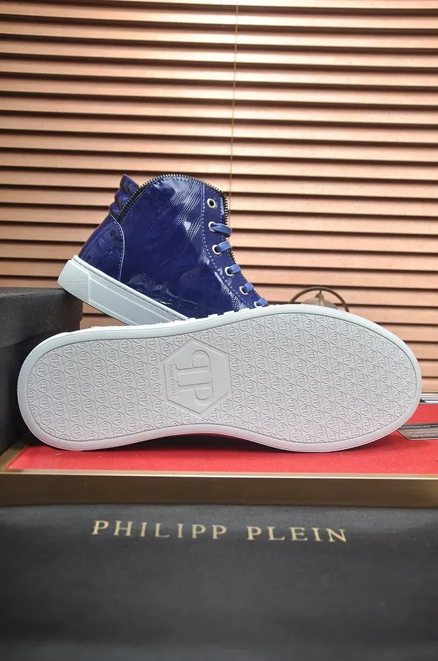 Philipp Plein हाई टॉप चमकदार नीली लाइफस्टाइल स्नीकर 7