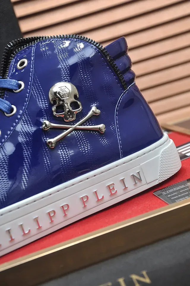 Philipp Plein हाई टॉप चमकदार नीली लाइफस्टाइल स्नीकर 9