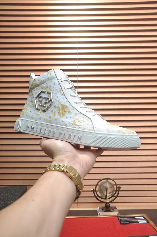 Philipp Plein Zapatillas Lifestyle de Cuero de Avestruz con Motas Doradas de Alto 2