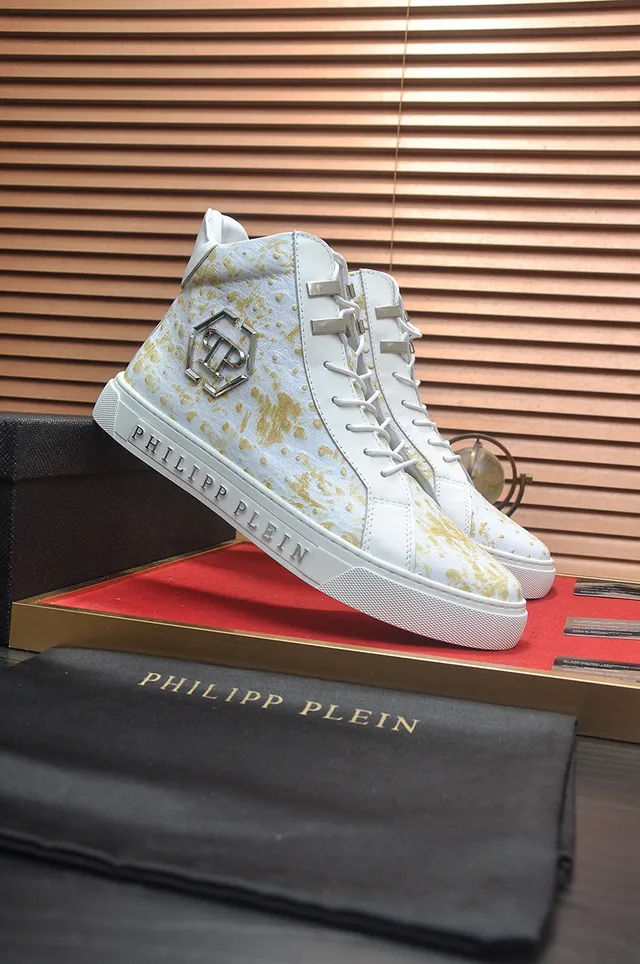 Philipp Plein Zapatillas Lifestyle de Cuero de Avestruz con Motas Doradas de Alto 4