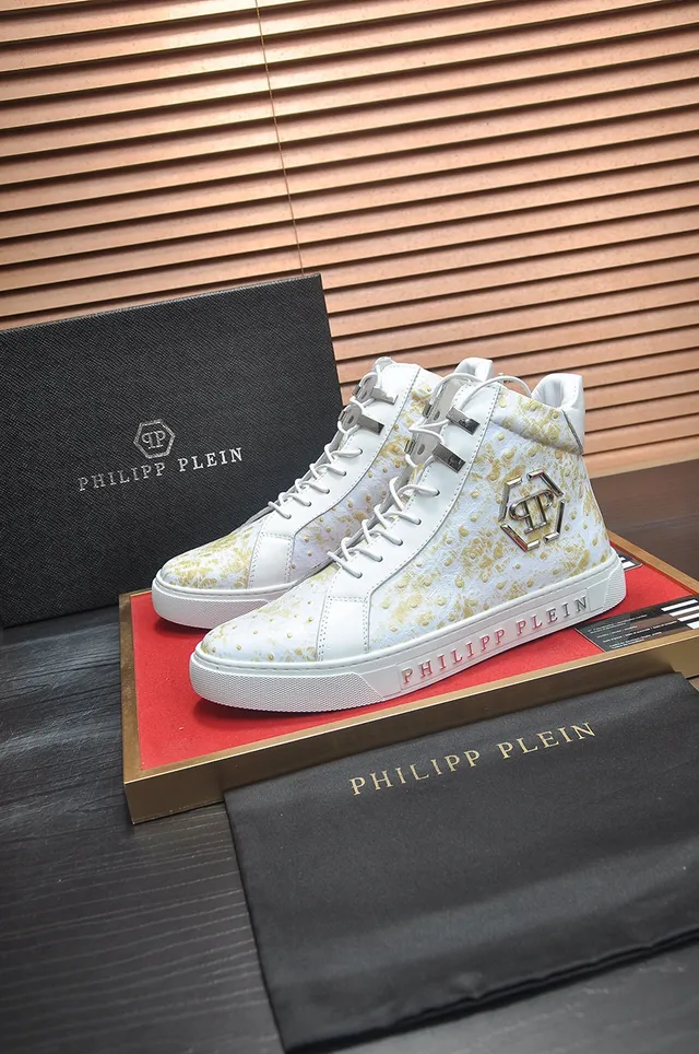 Philipp Plein Zapatillas Lifestyle de Cuero de Avestruz con Motas Doradas de Alto 5