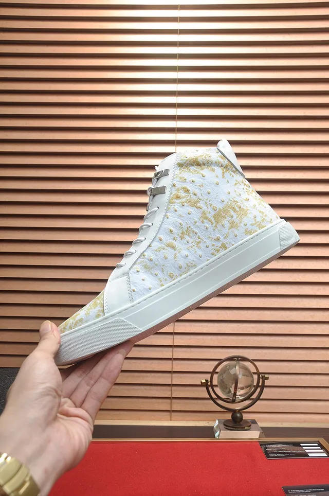Philipp Plein Zapatillas Lifestyle de Cuero de Avestruz con Motas Doradas de Alto 6
