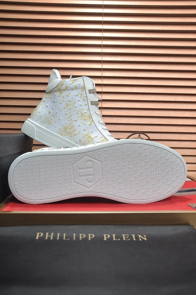 Philipp Plein Zapatillas Lifestyle de Cuero de Avestruz con Motas Doradas de Alto 7
