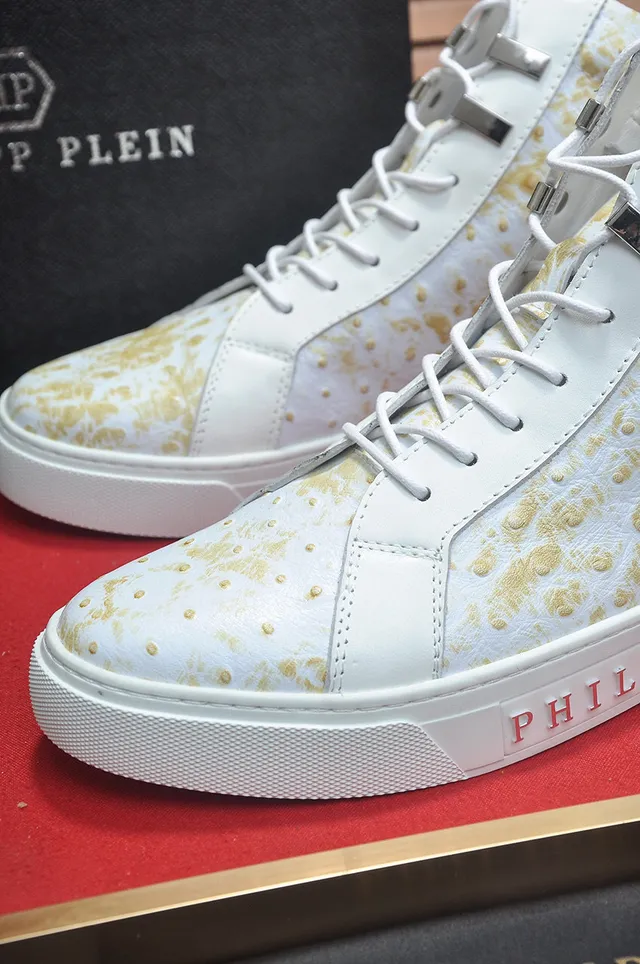 Philipp Plein Zapatillas Lifestyle de Cuero de Avestruz con Motas Doradas de Alto 8