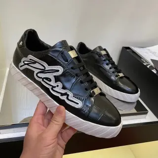 Philipp Plein লোগো-এমবেলিশড জীবনযাত্রা স্নিকার কালো সাদা কুইল্টেড চামড়া জীবনযাত্রা স্নিকার