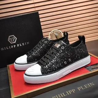 Philipp Plein Megastar Glitter काले और सफेद लाइफस्टाइल स्नीकर