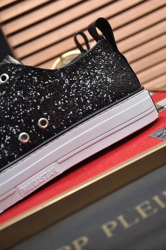 Philipp Plein Megastar Glitter Black and White Lifestyle Sneakers 3