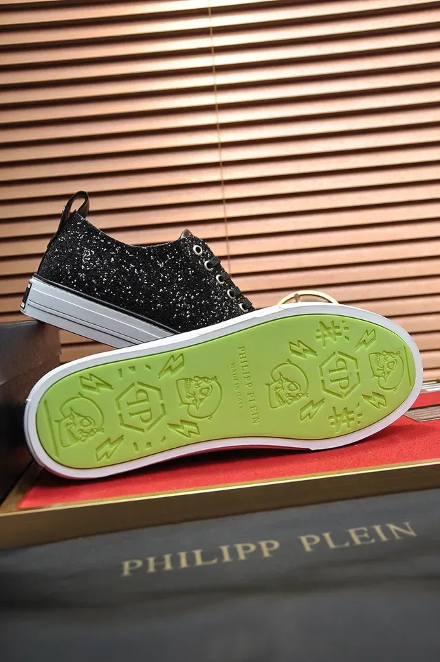 Philipp Plein Megastar Glitter Black and White Lifestyle Sneakers 4