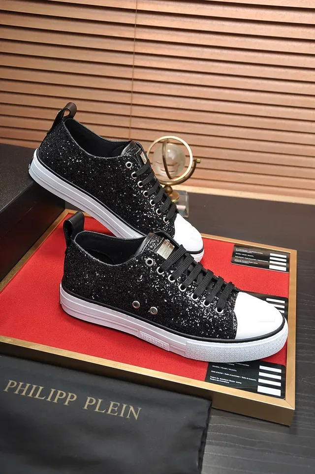 Philipp Plein Megastar Glitter Black and White Lifestyle Sneakers 5