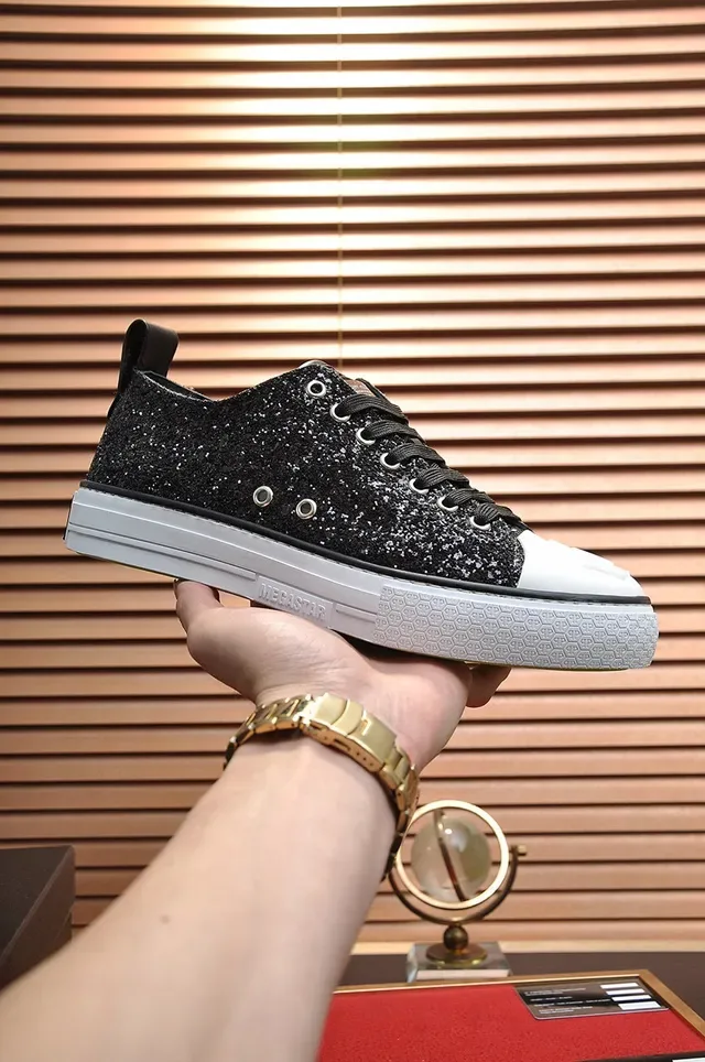 Philipp Plein Megastar Glitter Black and White Lifestyle Sneakers 7