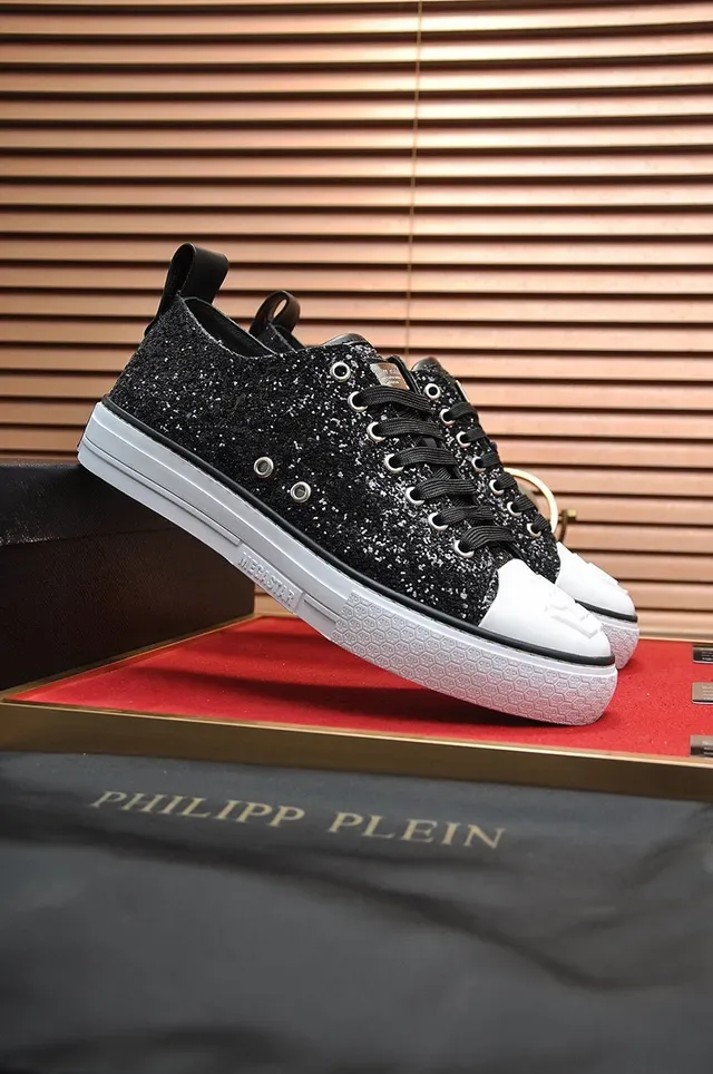 Philipp Plein Megastar Glitter Black and White Lifestyle Sneakers 8