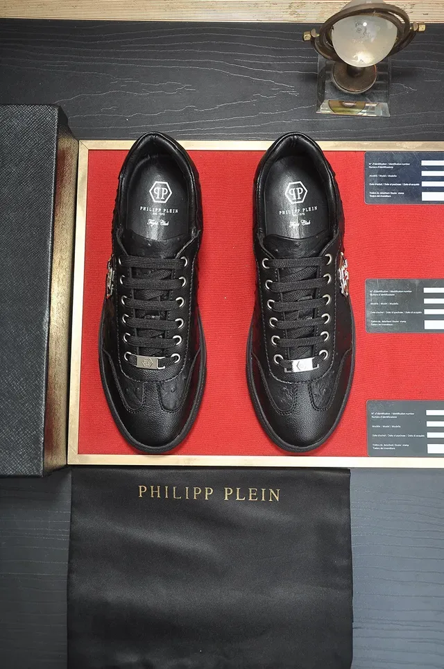 Philipp Plein Ostrich-Embossed Leather Hex Logo Lifestyle Sneakers 3